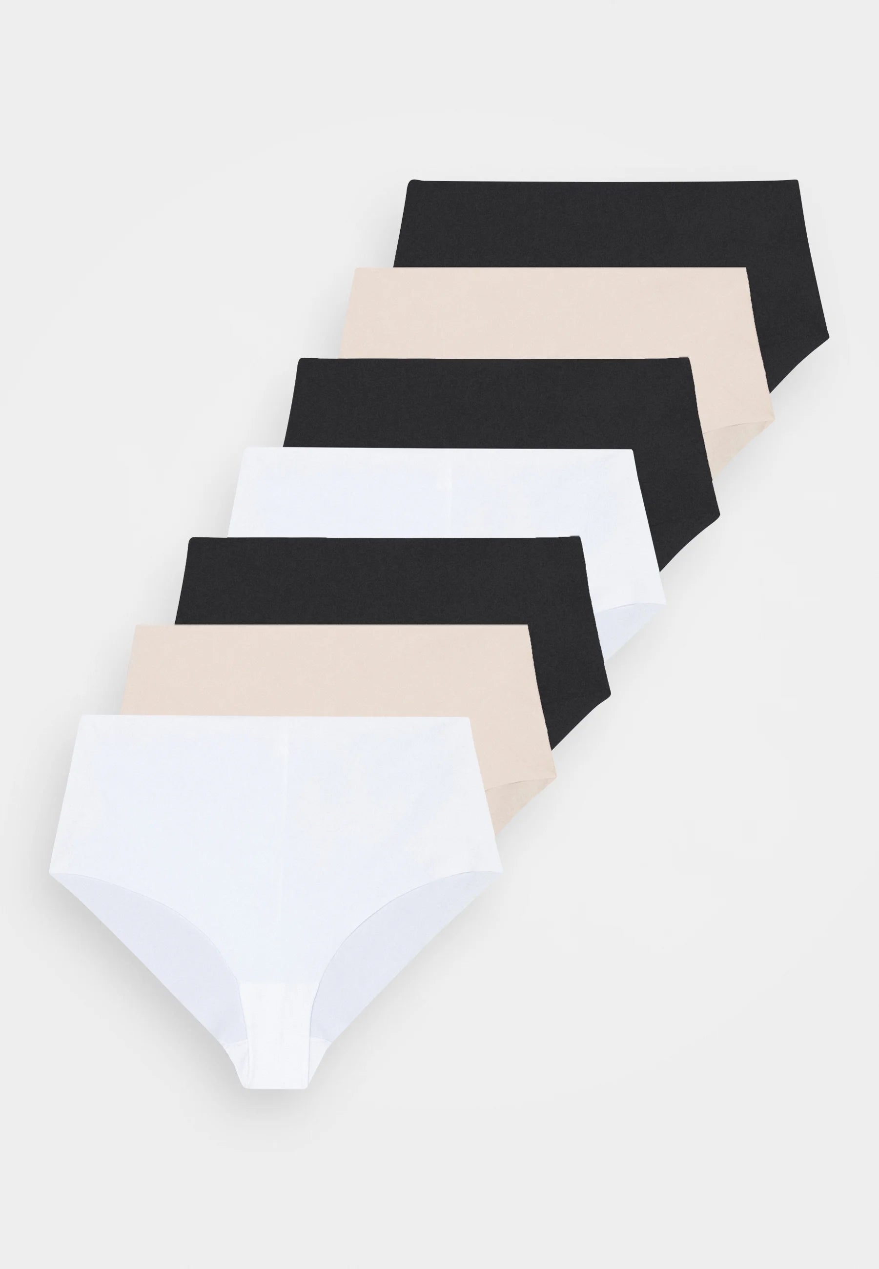 7er-Set Slips – Hoher Bund – Struktur Living -  white/black/nude
