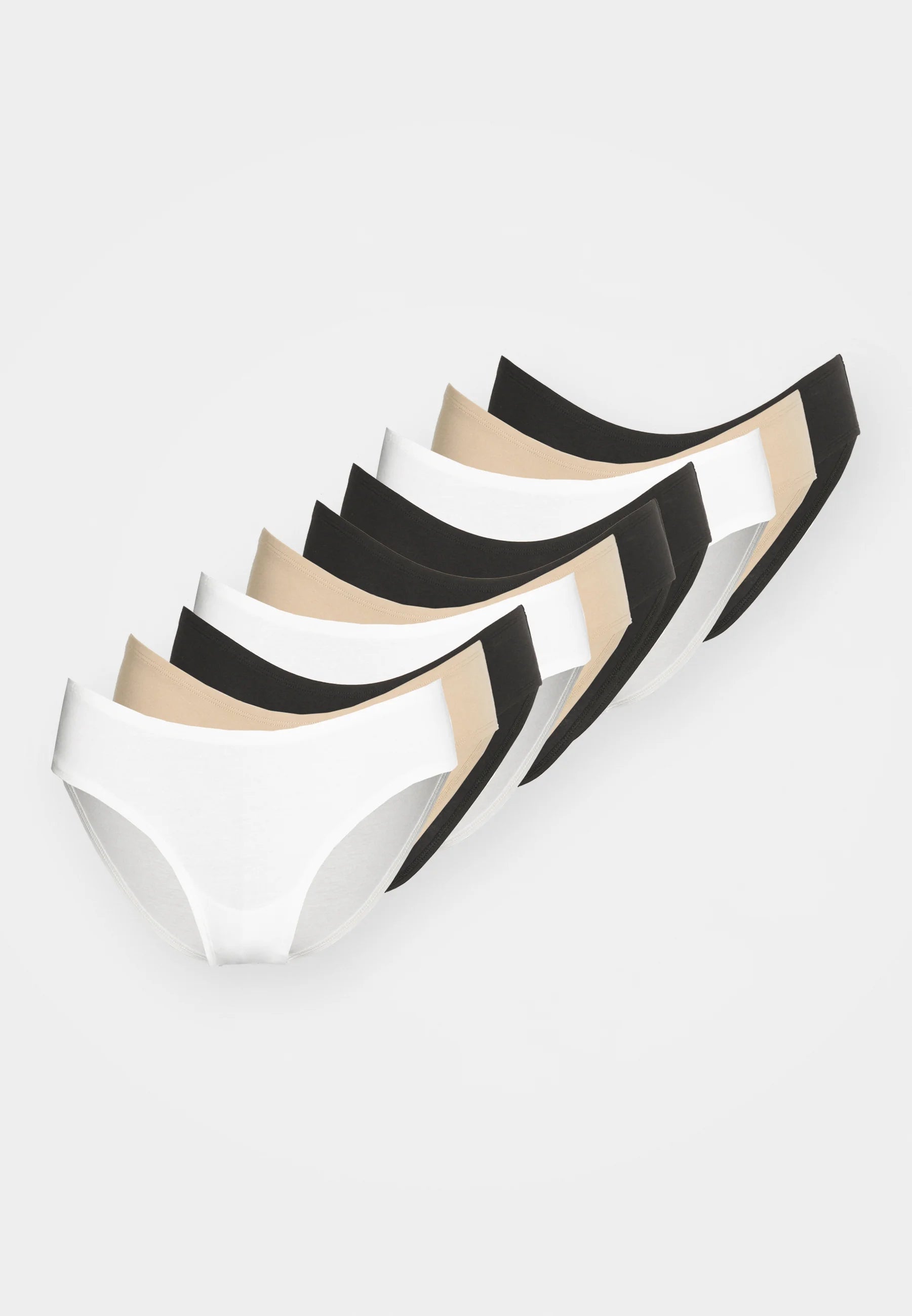 10er-Set Slips – Normaler Bund – Schwarz/Weiß/Nude – Struktur Living