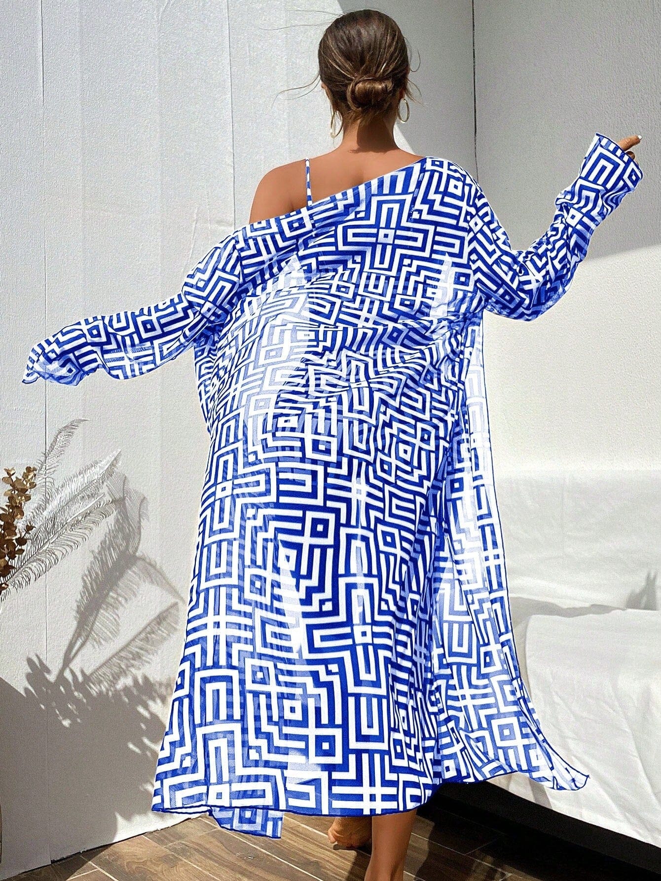 Bikini-Set mit Geometrischem Kimono