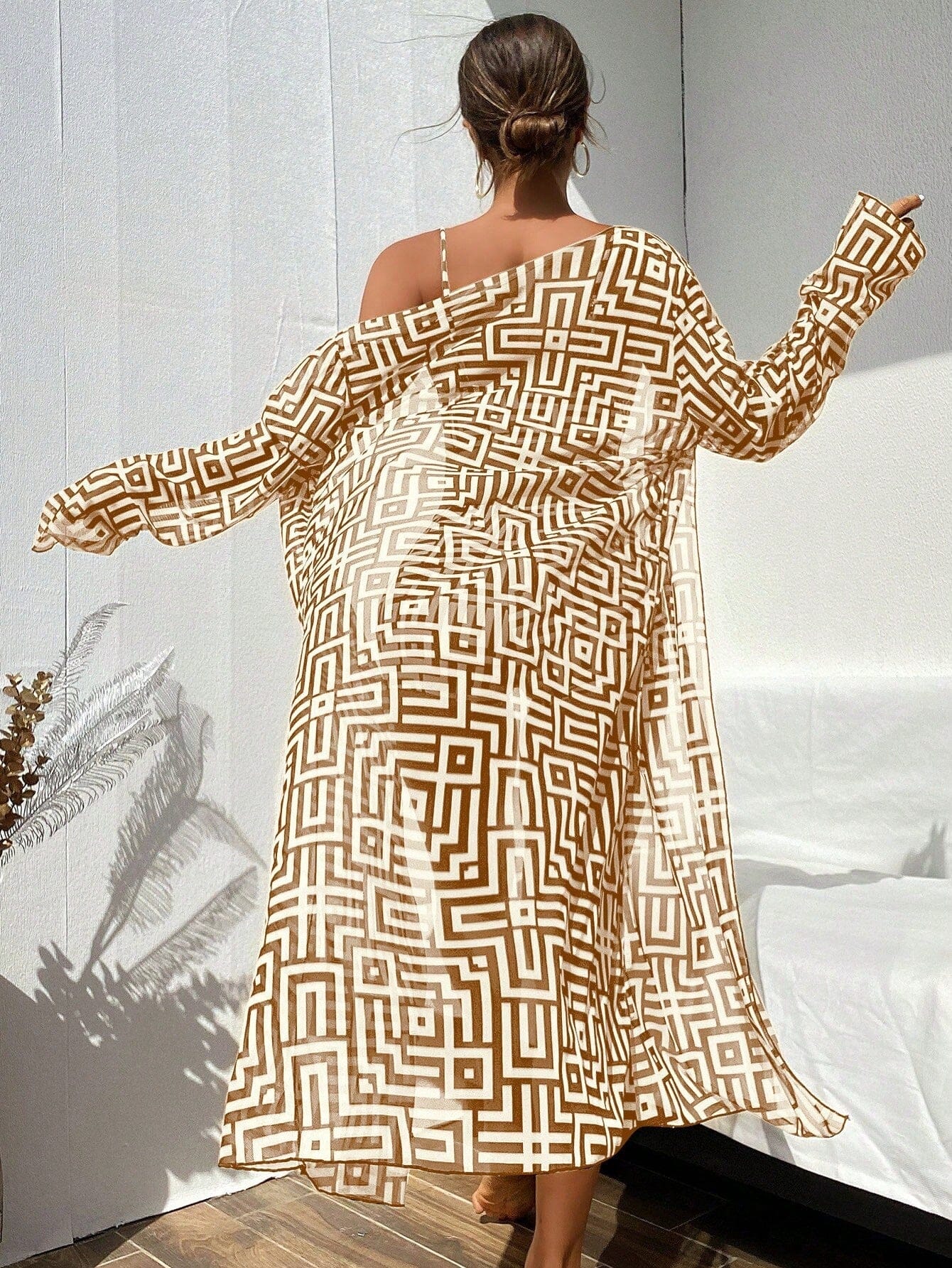 Bikini-Set mit Geometrischem Kimono