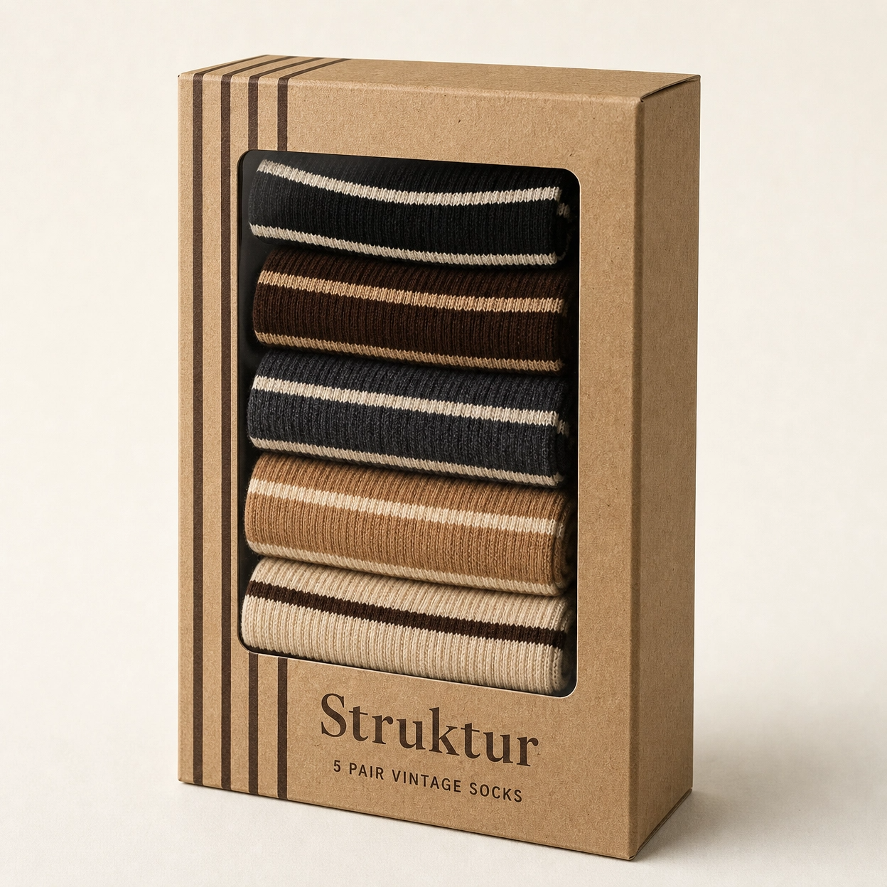 5 Paar Vintage-Socken gestreift
