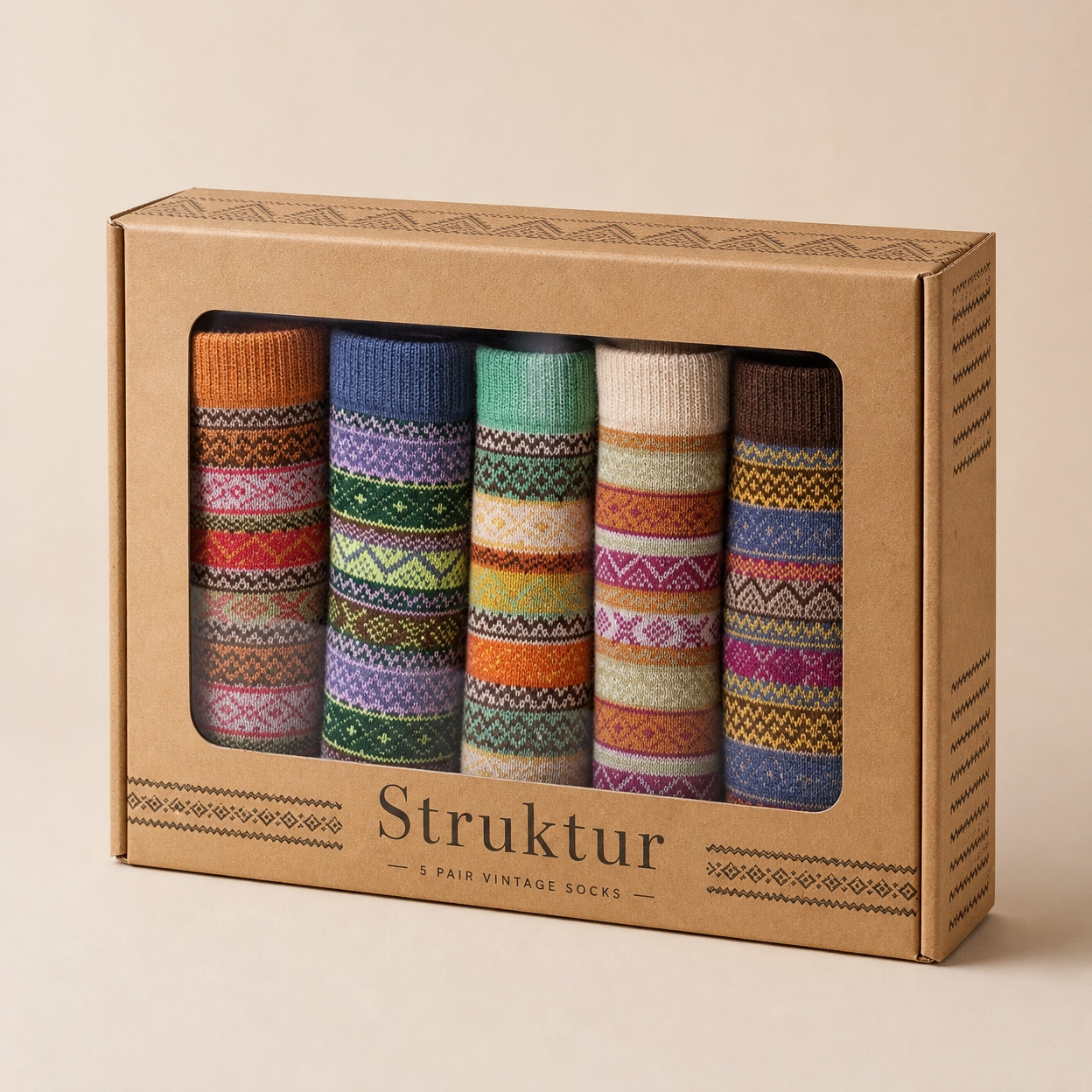 Retro-Socken Set – 5 Paare (Kurzschaft)