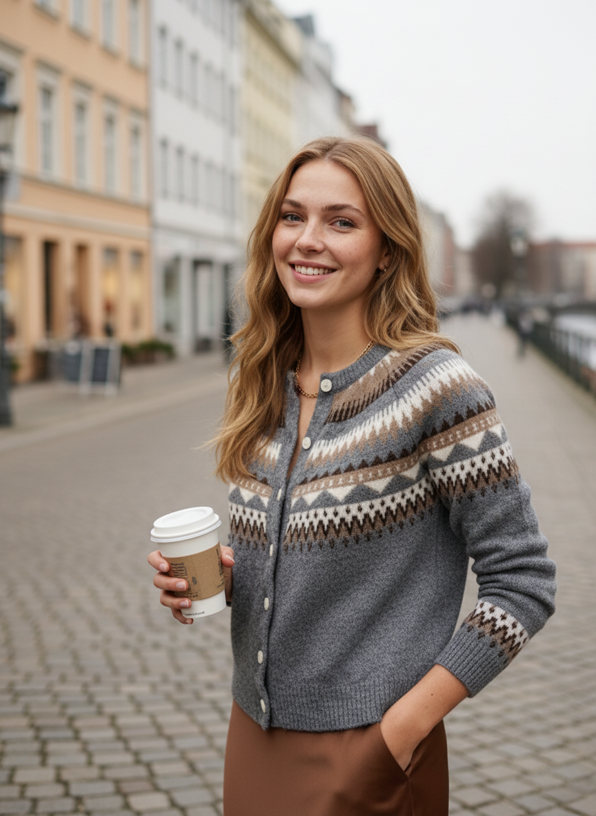 Graue Vintage Strickjacke – Nordic Style