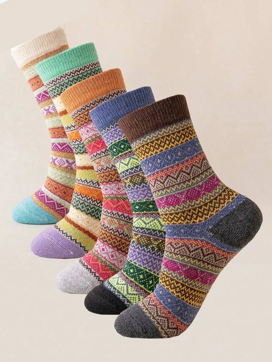 Retro-Socken Set – 5 Paare (Kurzschaft)