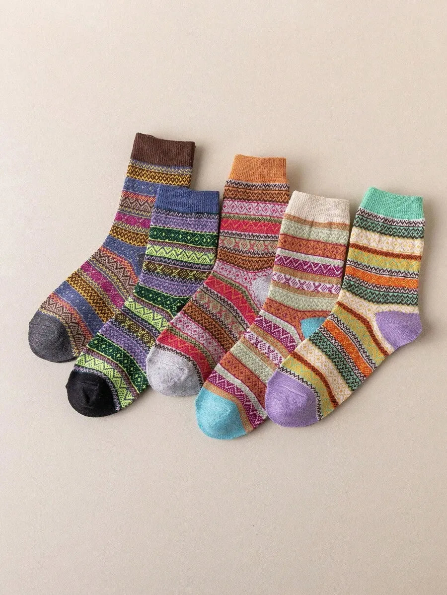 Retro-Socken Set – 5 Paare (Kurzschaft)