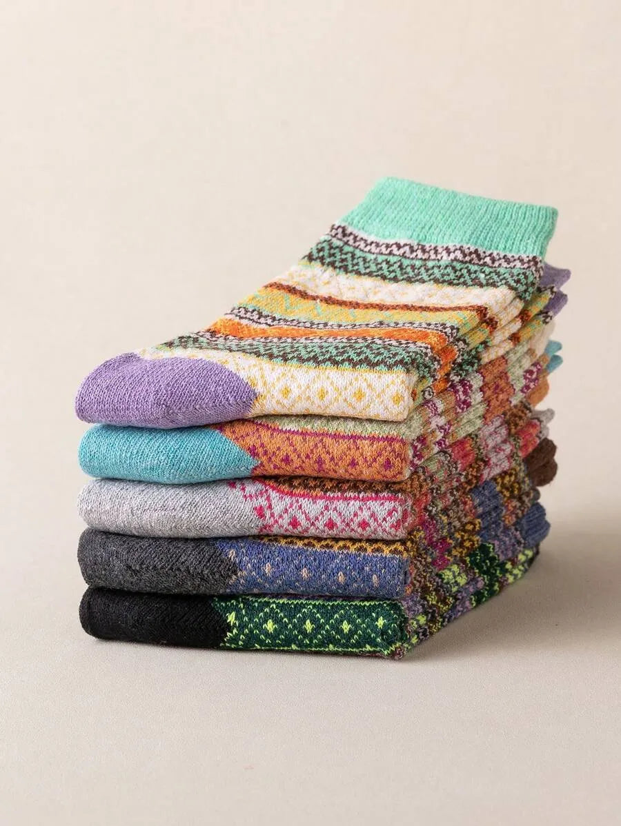 Retro-Socken Set – 5 Paare (Kurzschaft)
