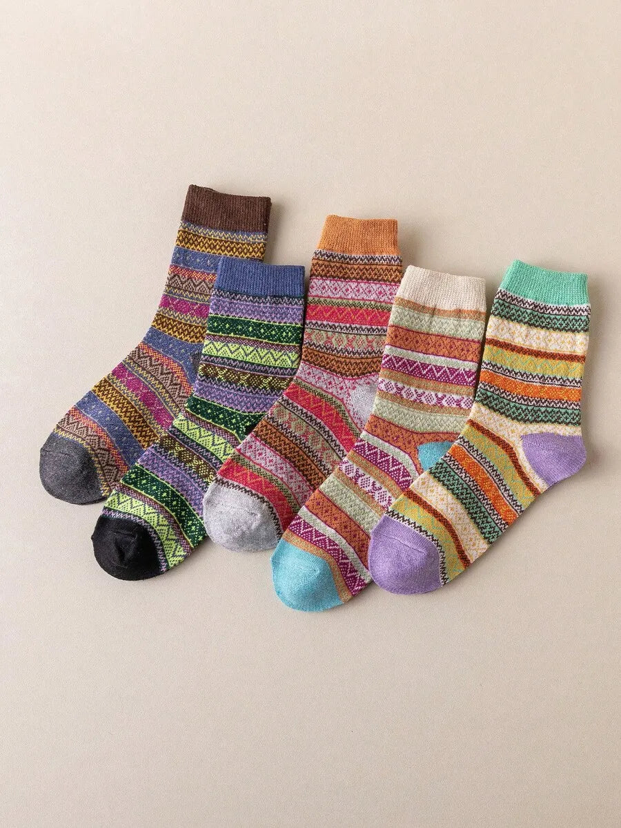 Retro-Socken Set – 5 Paare (Kurzschaft)