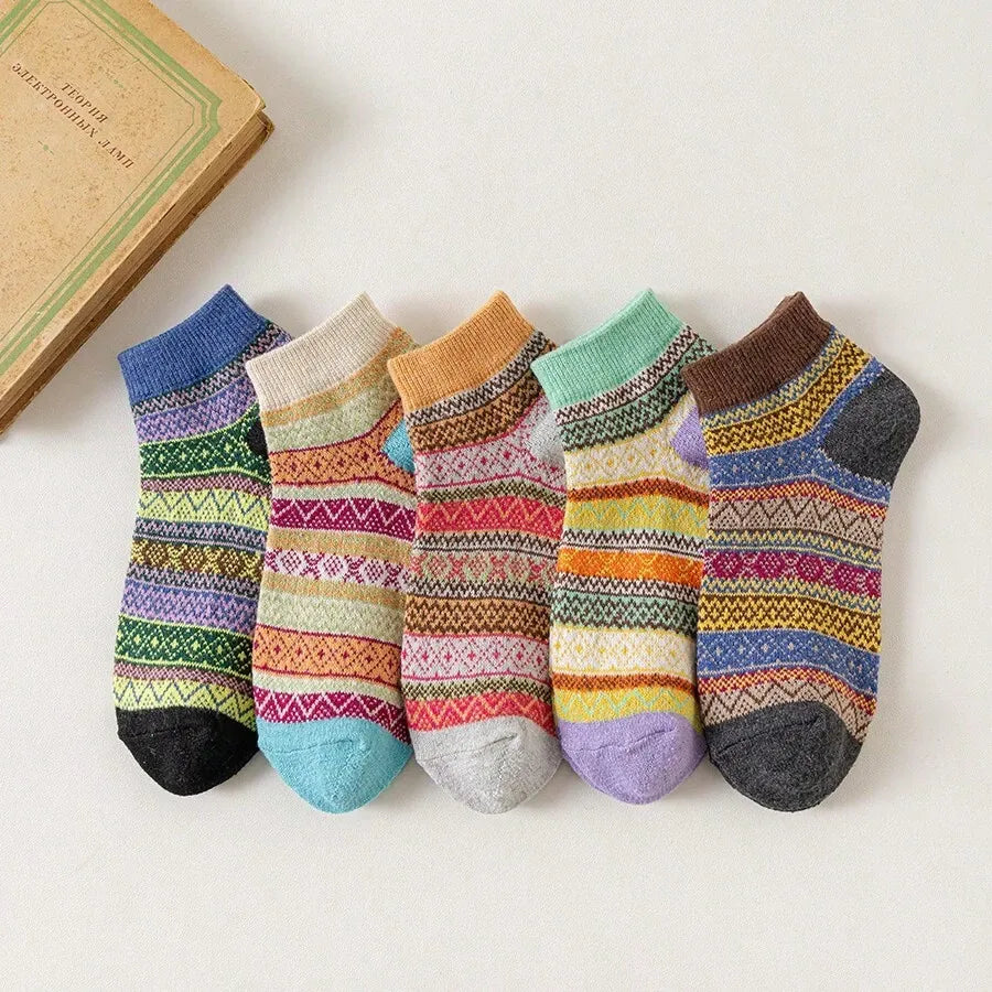 Retro-Socken Set – 5 Paare (Kurzschaft)