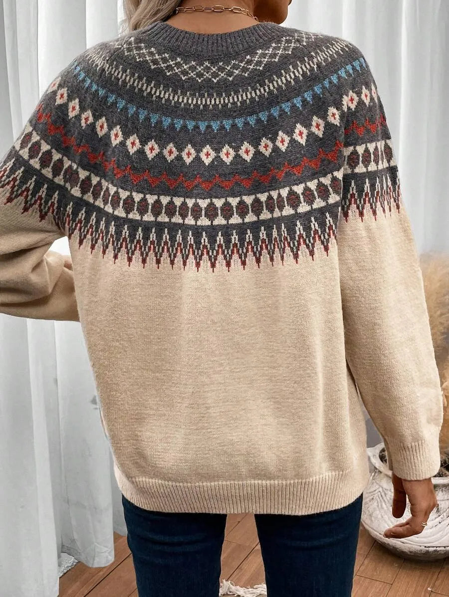 Grauer Fair-Isle-Pullover