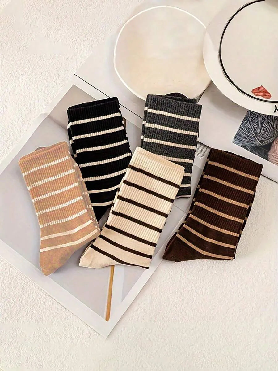 5 Paar Vintage-Socken gestreift