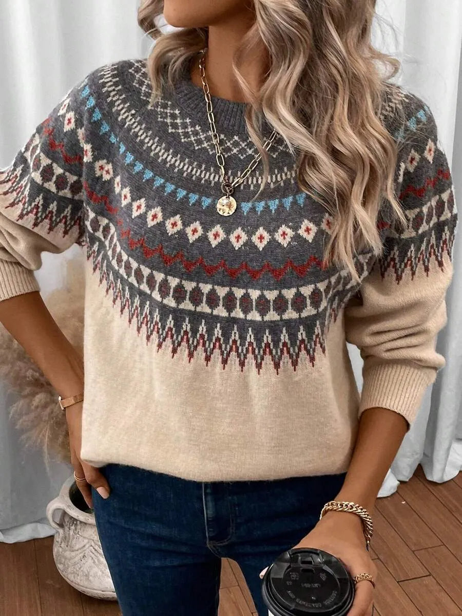 Grauer Fair-Isle-Pullover