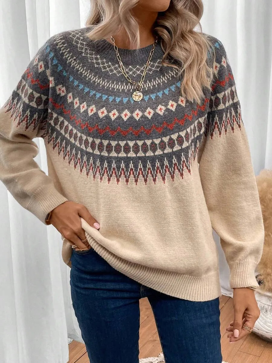 Grauer Fair-Isle-Pullover