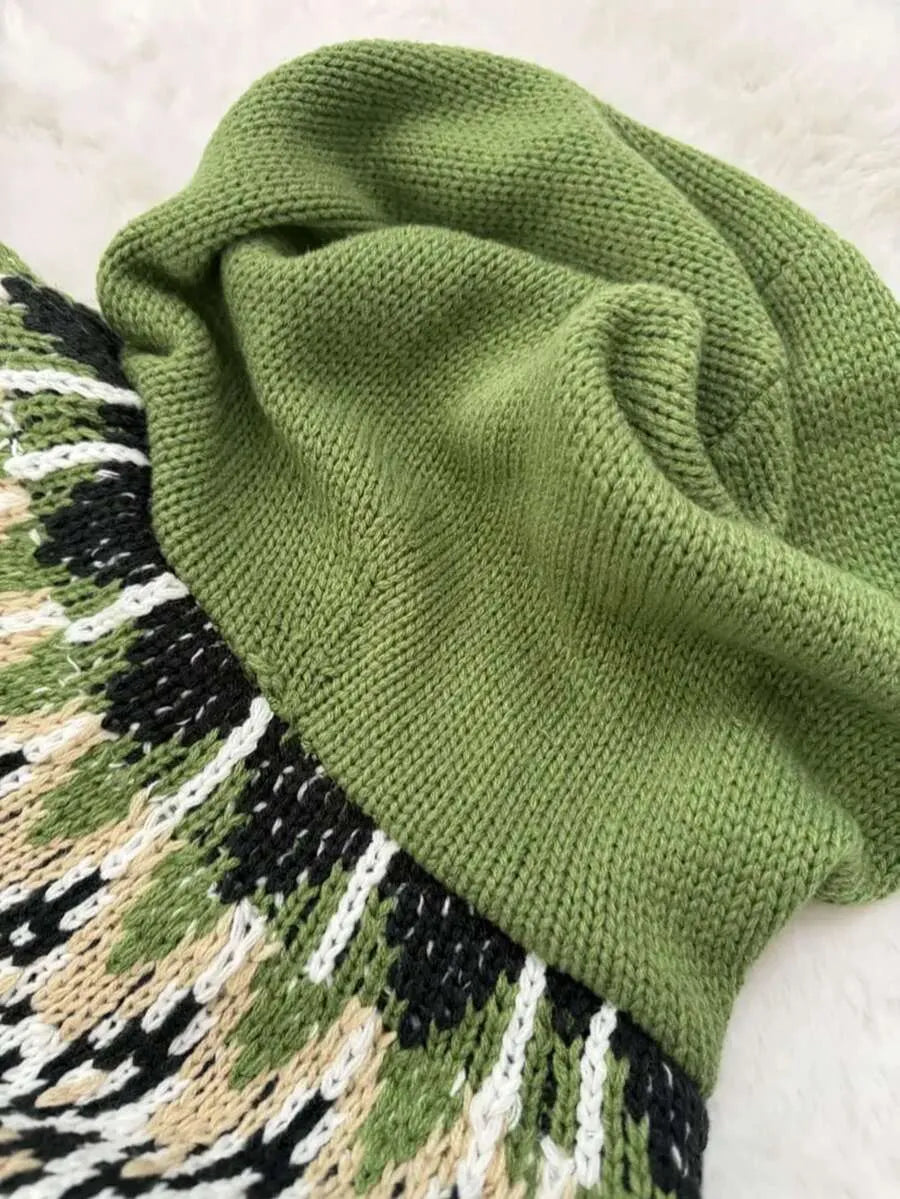 Grüner Vintage Strickpulli