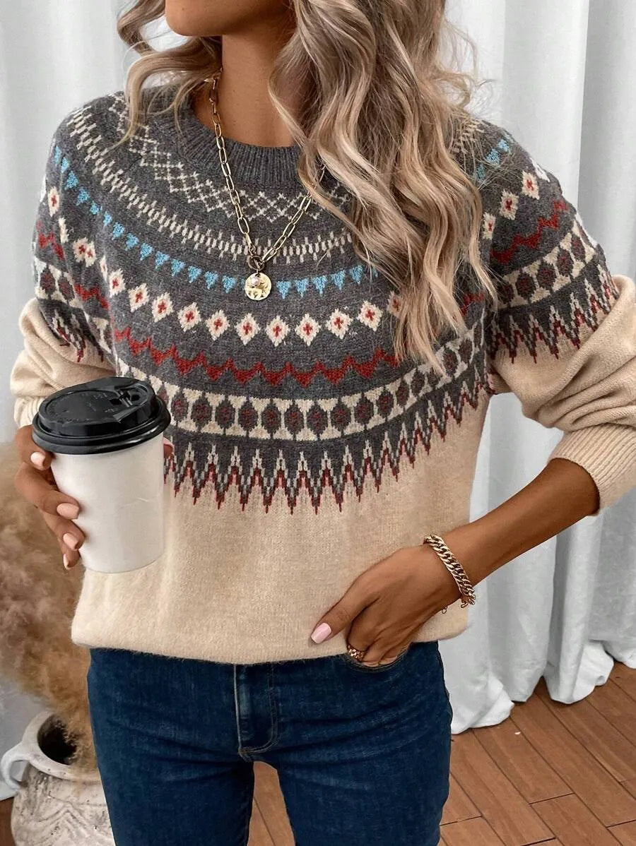 Grauer Fair-Isle-Pullover