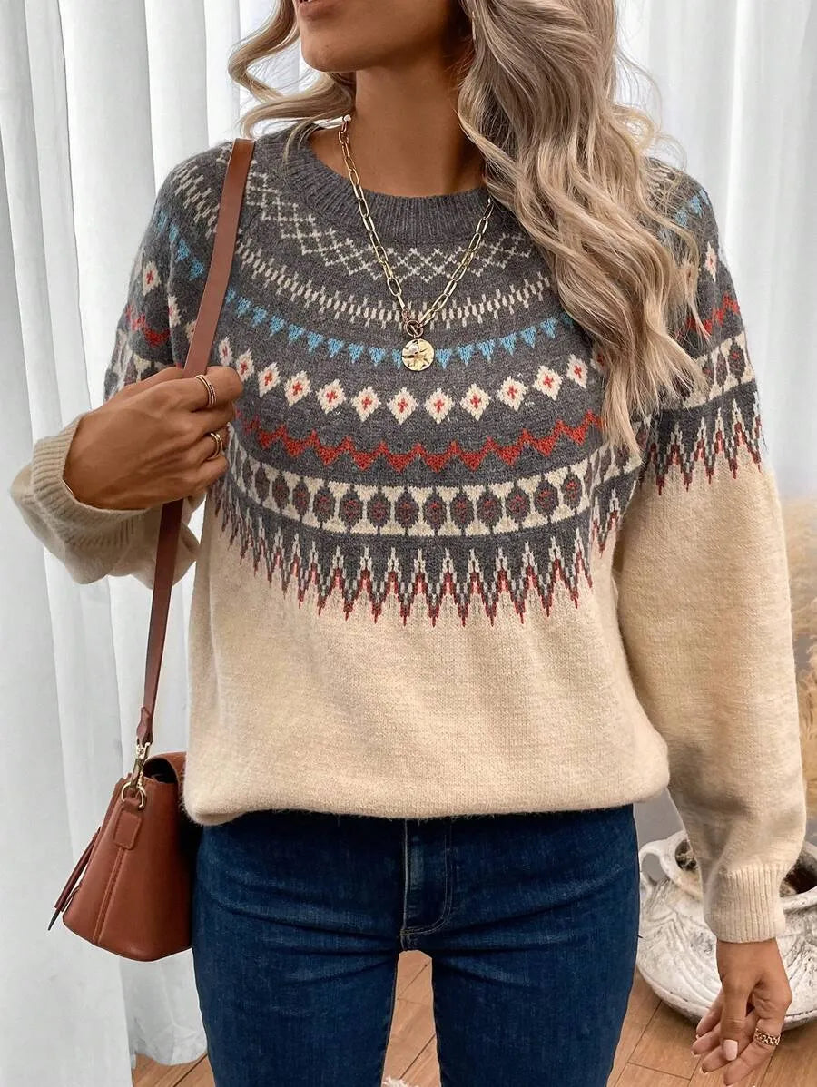 Grauer Fair-Isle-Pullover