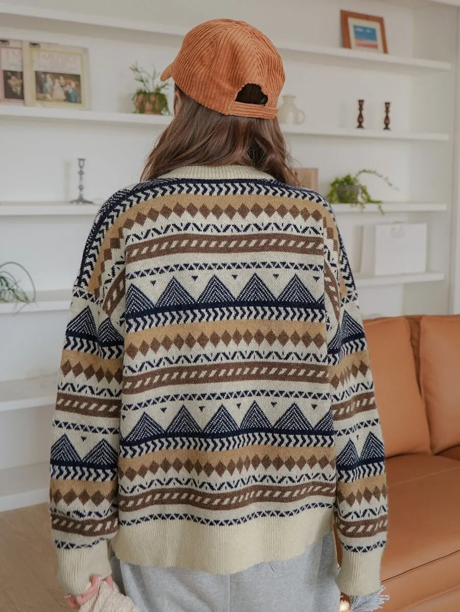 Oversized Ethno-Strickpullover – Munich Edition