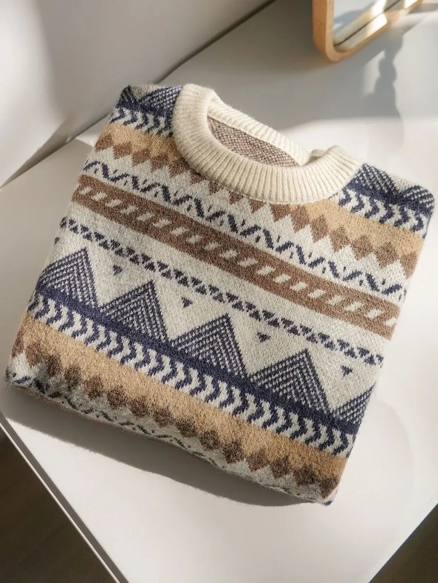 Oversized Ethno-Strickpullover – Munich Edition