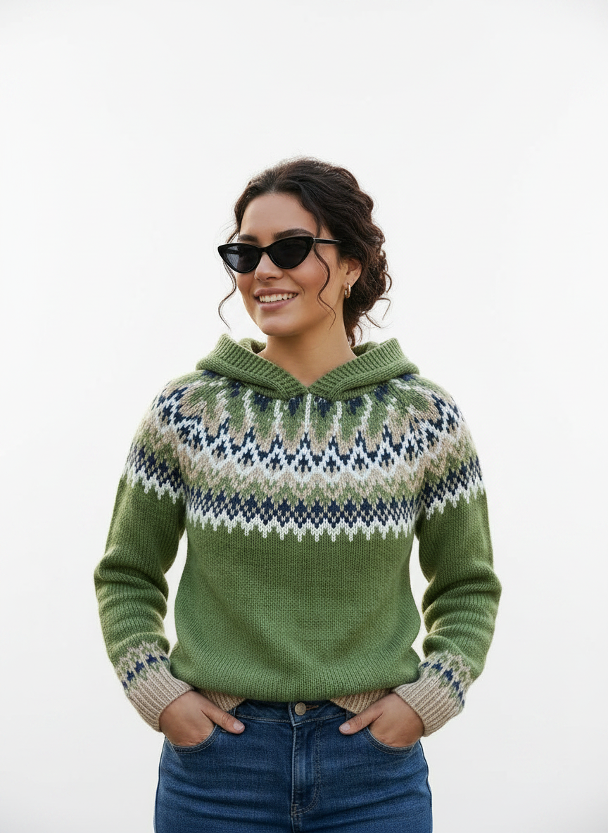 Grüner Vintage Strickpulli