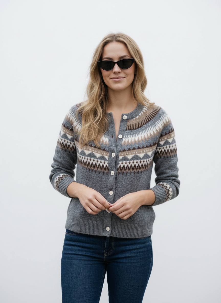 Graue Vintage Strickjacke – Nordic Style