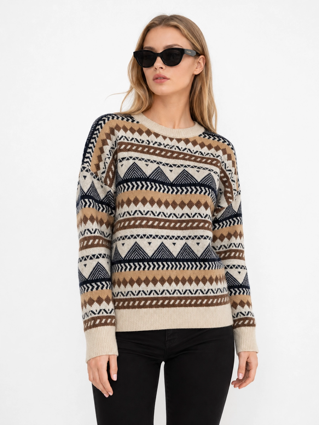 Oversized Ethno-Strickpullover – Munich Edition