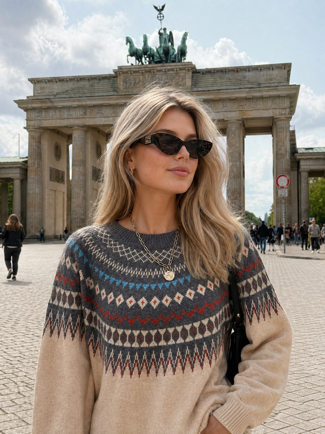 Grauer Fair-Isle-Pullover