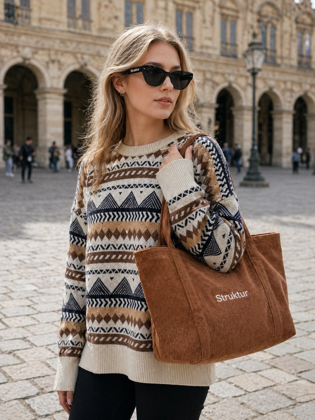 Oversized Ethno-Strickpullover – Munich Edition