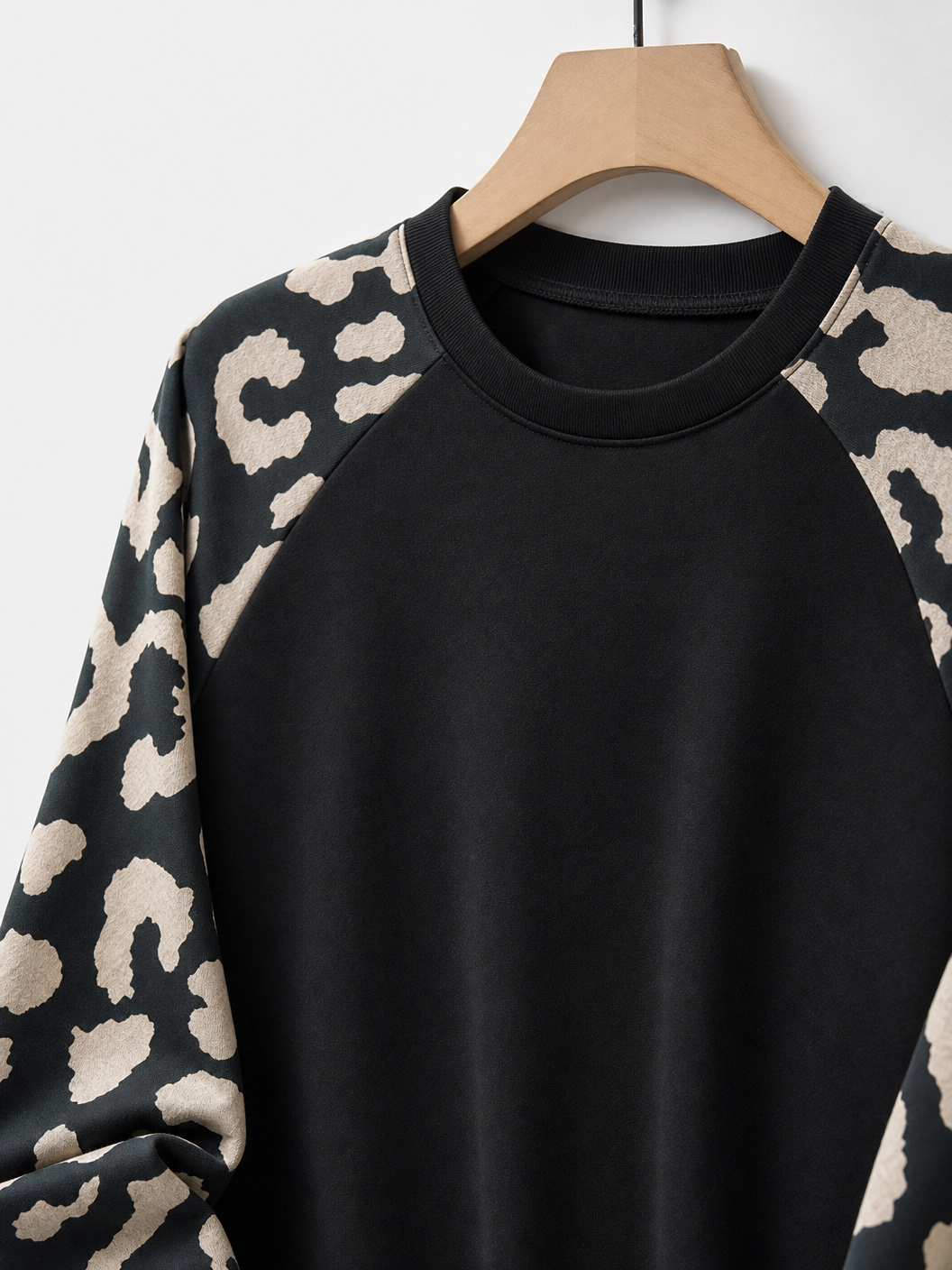 Leopard Print Damen Sweatshirt – Schwarz