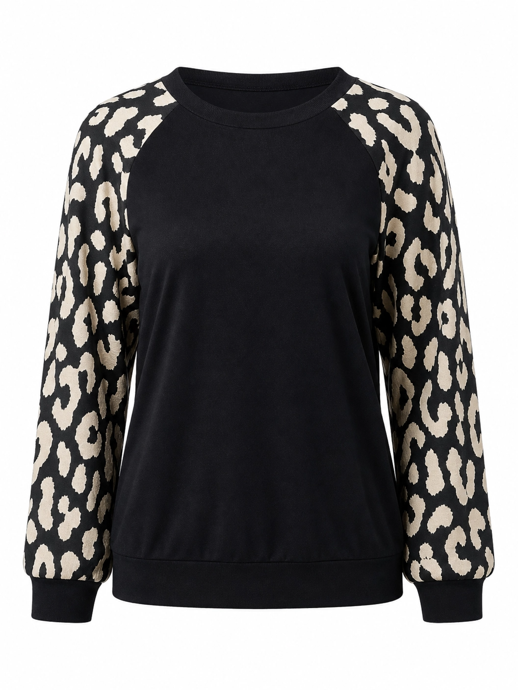 Leopard Print Damen Sweatshirt – Schwarz